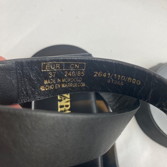 ZARA Leather Platform Sandal in Black Size 37 - Picture 7 of 8